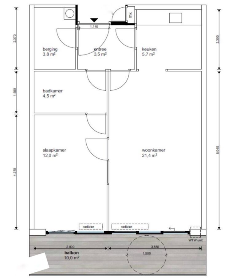 Plattegrond zorgappartement